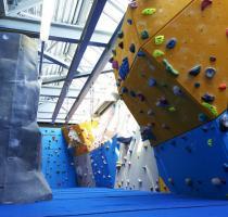 bouldering loft at the lock climbing wall