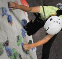 climber on a wall viewed from above