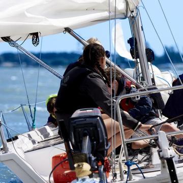 rear view of sailing boat on the sea