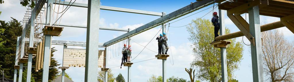 group of young people on Aerial Adventure course