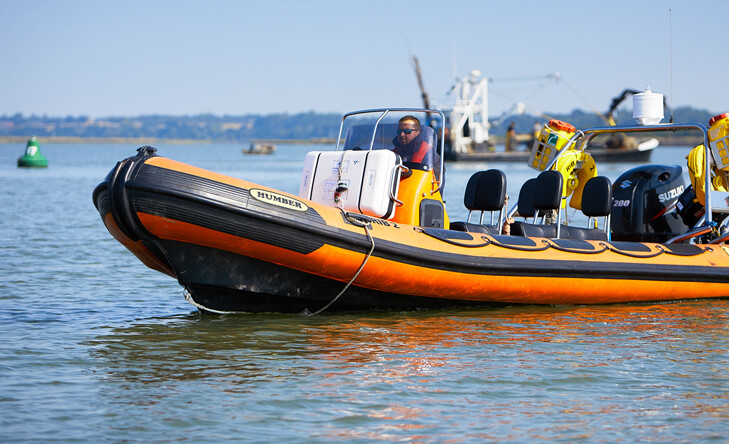 large rigid inflatable boat on the sea