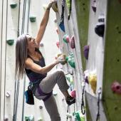 happy experienced female climber