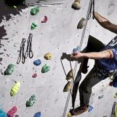 male lead climber at the lock