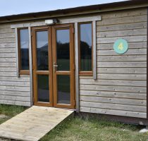 Exterior of Colne camping pod