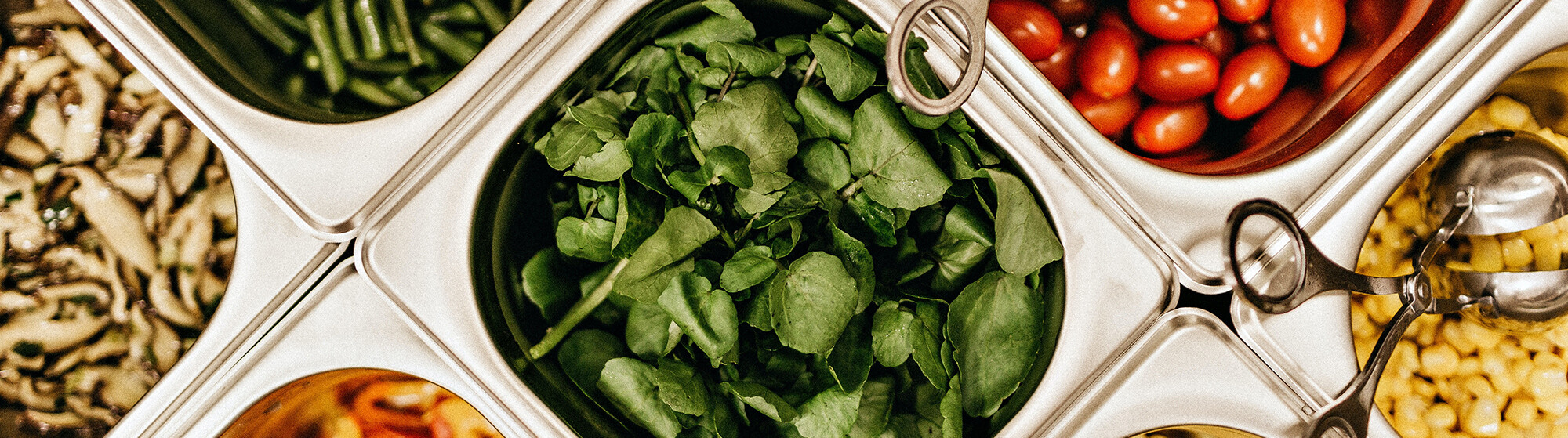 close up of salad bar